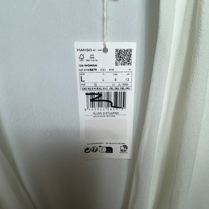 Top Long Sleeve By Mng In White, Size: 8