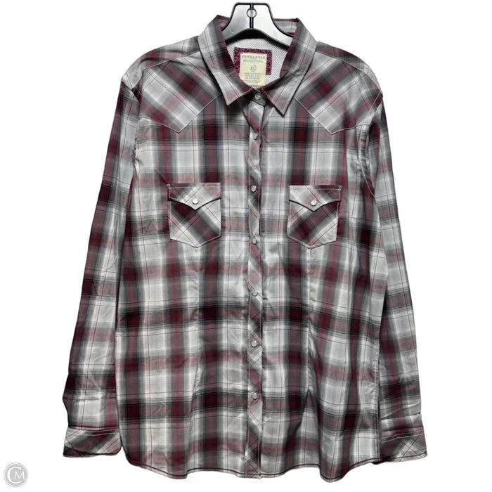 Top Long Sleeve By Panhandle In Plaid Pattern, Size: Xl