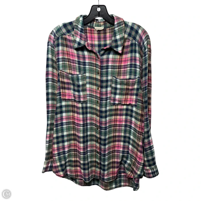 Top Long Sleeve By Pilcro In Plaid Pattern, Size: L