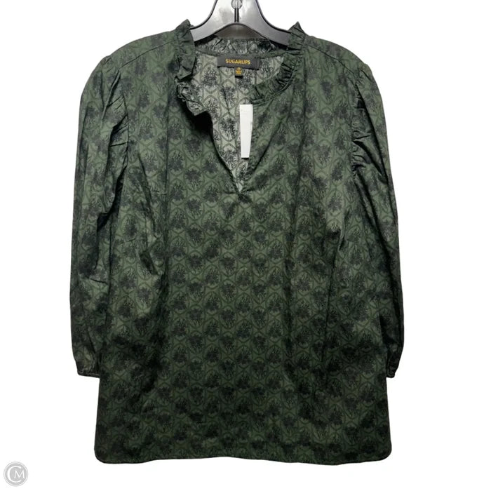 Top Long Sleeve By Sugar Lips In Green, Size: 2x