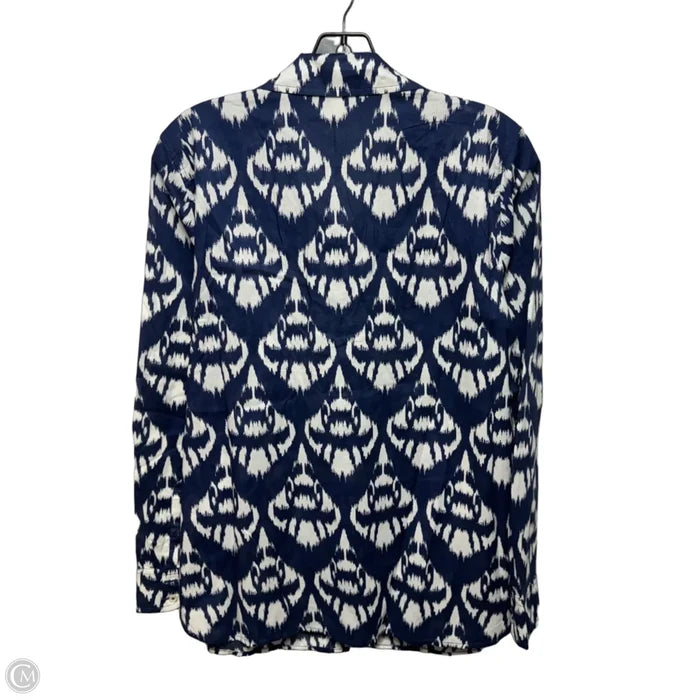 Top Long Sleeve By Talbots In Blue & Cream, Size: S