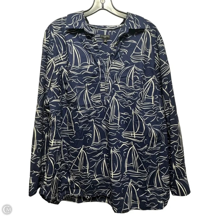 Top Long Sleeve By Talbots In Nautical Print, Size: 2x