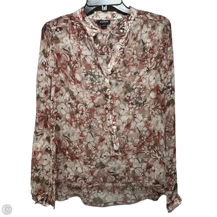 Top Long Sleeve By Worth Ny In Floral Print, Size: 4