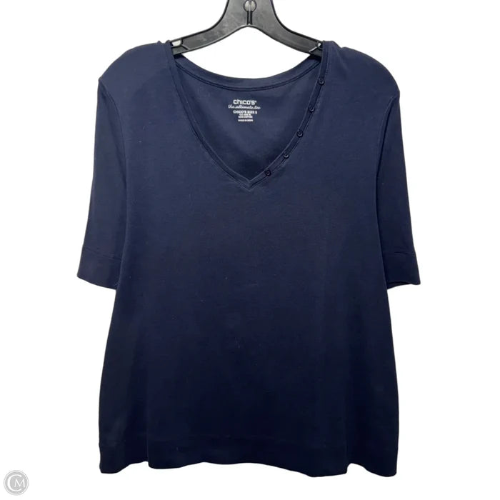 Top Short Sleeve Basic By Chicos In Navy, Size: Xl