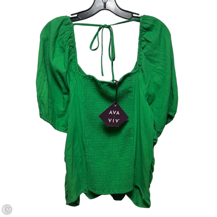 Top Short Sleeve By Ava & Viv In Green, Size: Xxl