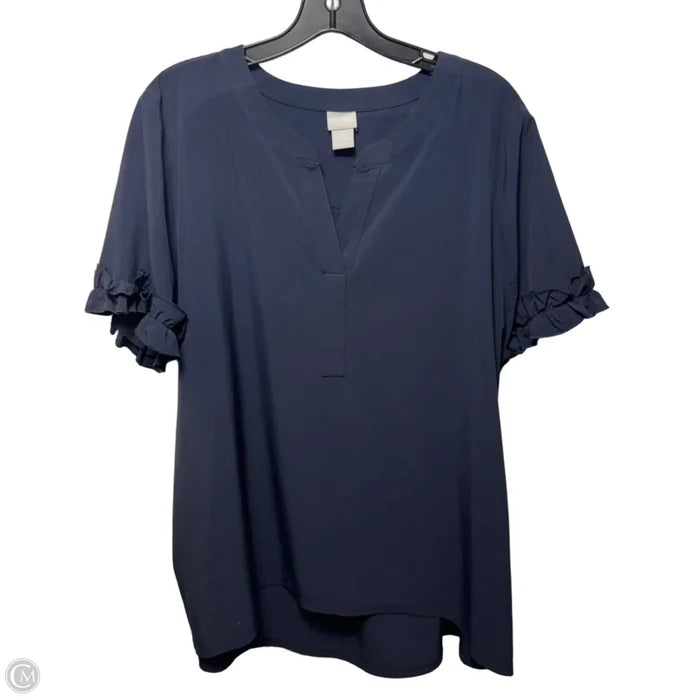 Top Short Sleeve By Chicos In Navy, Size: Xl