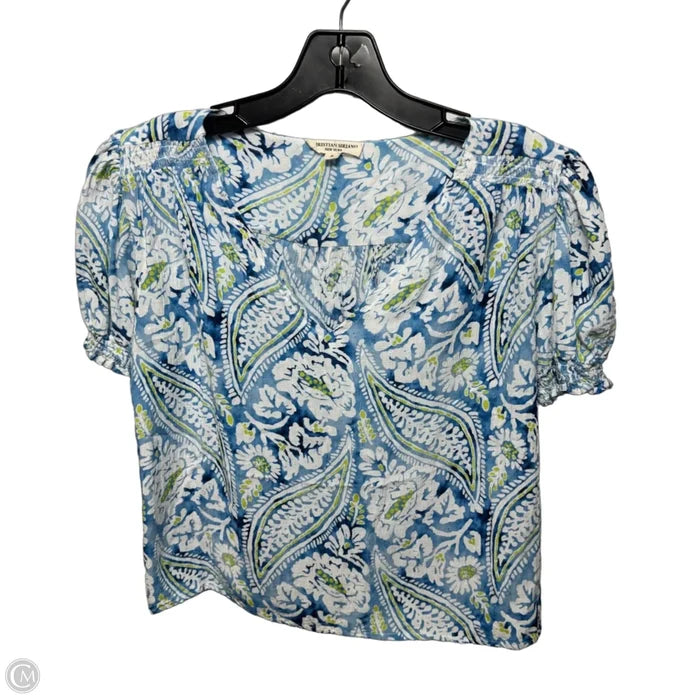 Top Short Sleeve By Christian Siriano In Blue & Green, Size: S