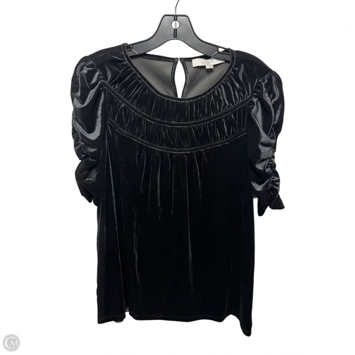 Top Short Sleeve By Loft In Black, Size: S