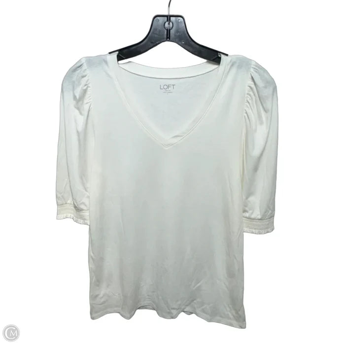 Top Short Sleeve By Loft In Cream, Size: S