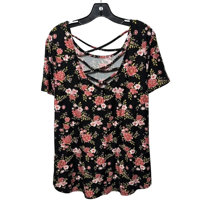 Top Short Sleeve By Planet Gold In Floral Print, Size: 3x