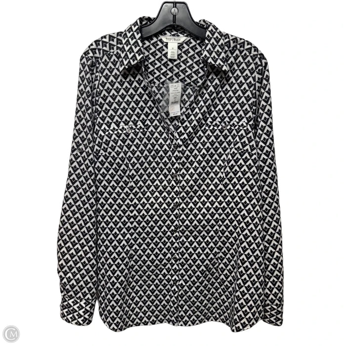 Top Short Sleeve By White House Black Market In Geometric Pattern, Size: 12