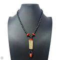 Tribal Carved Pendant Beaded Necklace