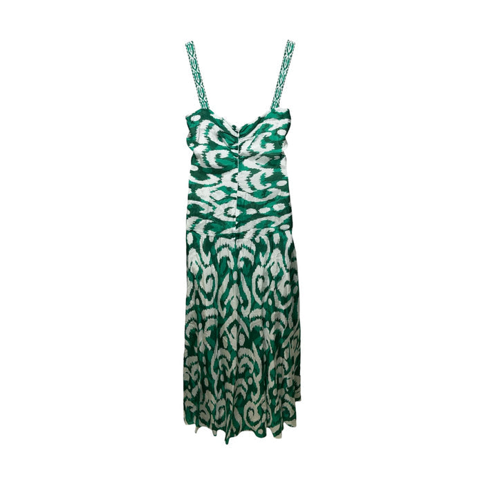 Tropical Getaway Ruffle Maxi Dress  By Alex Marie In Green & White, Size: 16