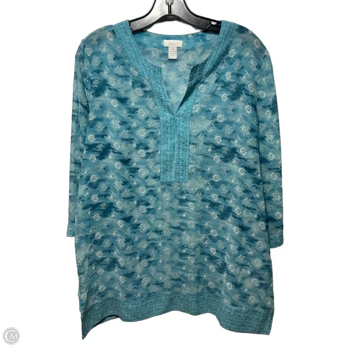 Tunic 3/4 Sleeve By Chicos In Aqua, Size: 8