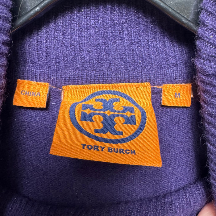Turtleneck Sweater Designer By Tory Burch In Purple, Size: M