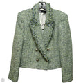 Tweed Cropped Blazer By Zara In Blue & Green, Size: M