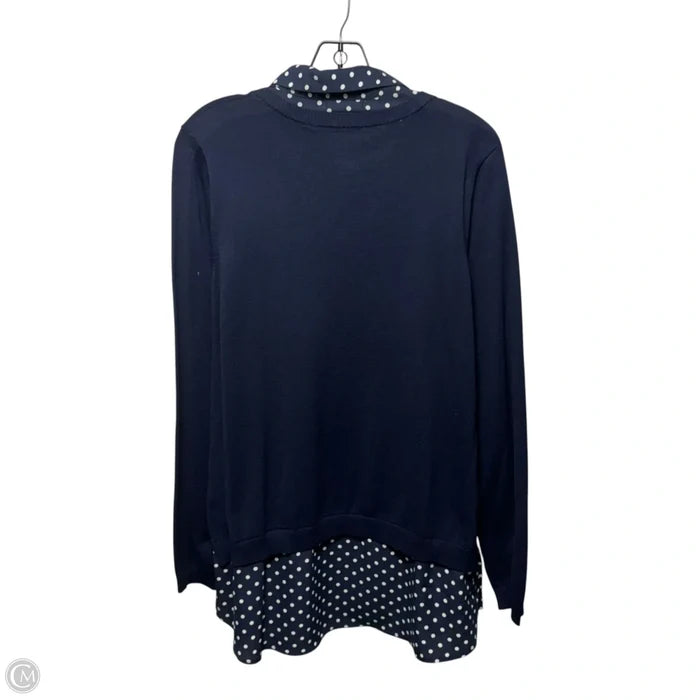 V-neck TwoFer Sweater By Adrianna Papell In Navy, Size: Xl