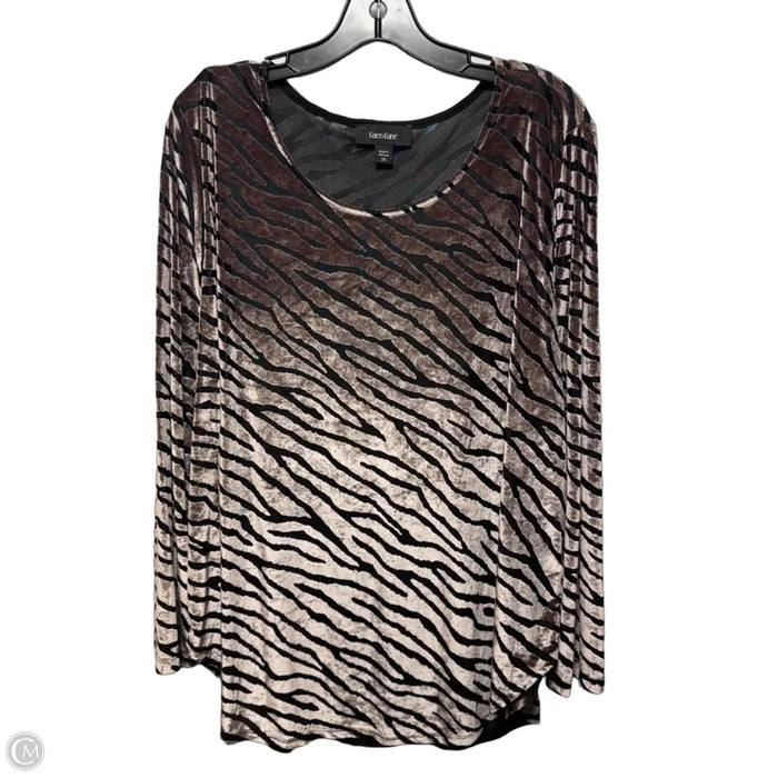 Velvet Burnout Top Long Sleeve By Karen Kane In Zebra Print, Size: 2x