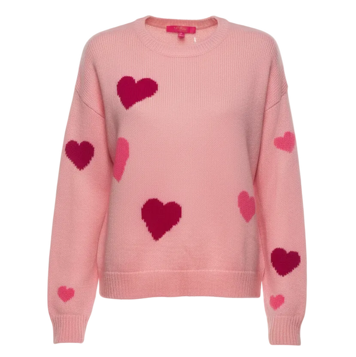 Venla Sweater Designer By Lilly Pulitzer In Calla Lilly Pink Hearts Toss, Size: L