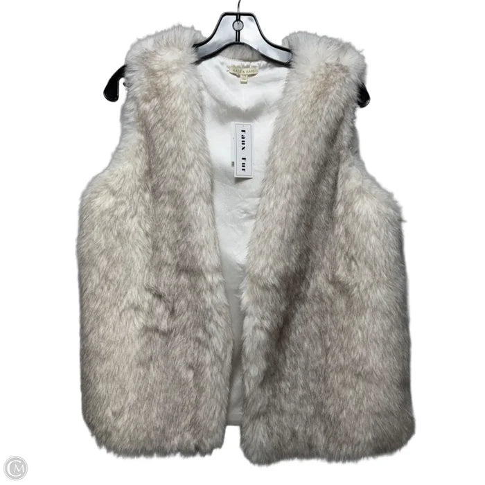 Vest Faux Fur & Sherpa By Kate & Sam In Grey & White, Size: S