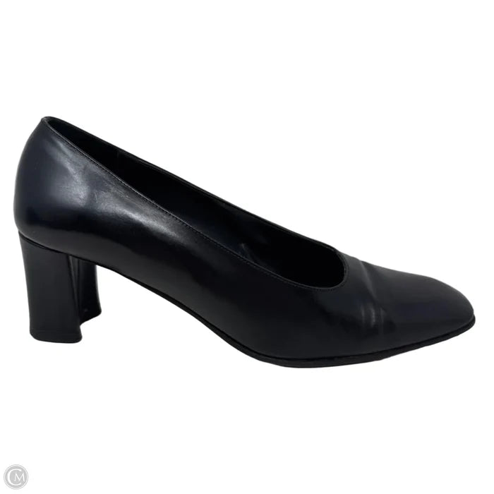 Vintage Square Toe Block Heel Nappa Pumps By Sesto Meucci In Black, Size: 8.5
