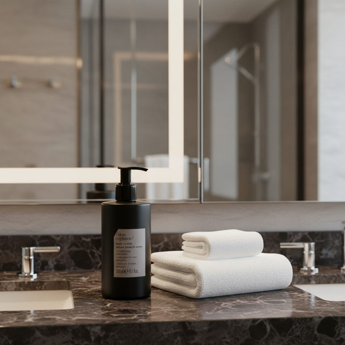 Skin Regimen body cream 300ml pump bottle W Hotels luxury hotel moisturizer bathroom vanity