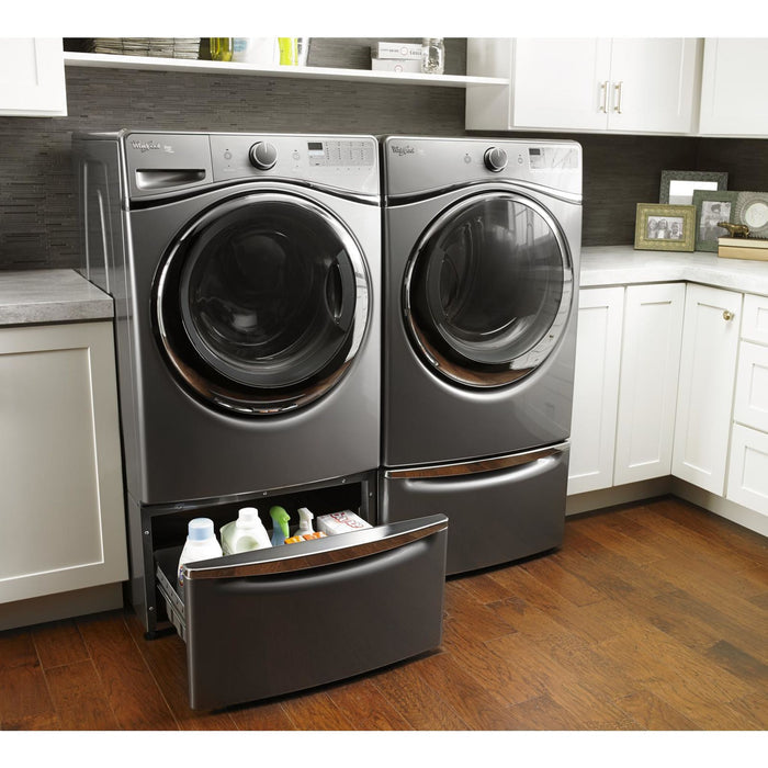 Whirlpool 15.5" (39.4 cm) Pedestal for Front Load Washer and Dryer with Storage -Chrome Shadow (XHPC155YC)