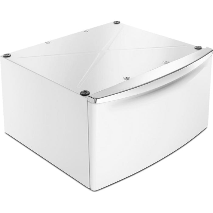 Whirlpool 15.5" (39.4 cm) Pedestal for Front Load Washer and Dryer with Storage -White with Chrome (XHPC155XW)