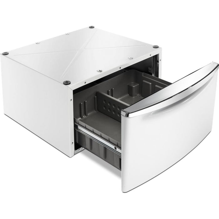 Whirlpool 15.5" (39.4 cm) Pedestal for Front Load Washer and Dryer with Storage -White with Chrome (XHPC155XW)