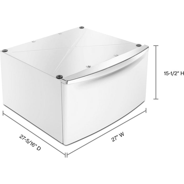 Whirlpool 15.5" (39.4 cm) Pedestal for Front Load Washer and Dryer with Storage -White with Chrome (XHPC155XW)