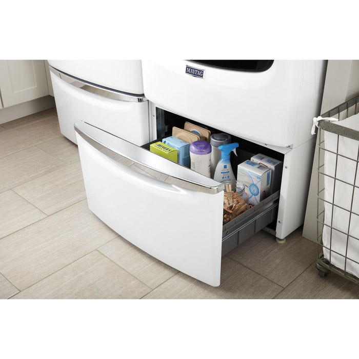Whirlpool 15.5" (39.4 cm) Pedestal for Front Load Washer and Dryer with Storage -White with Chrome (XHPC155XW)