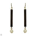 Wood & Faceted Bead Dangle Earrings