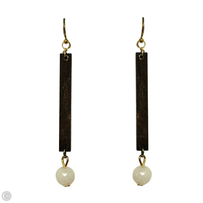 Wood & Faceted Bead Dangle Earrings