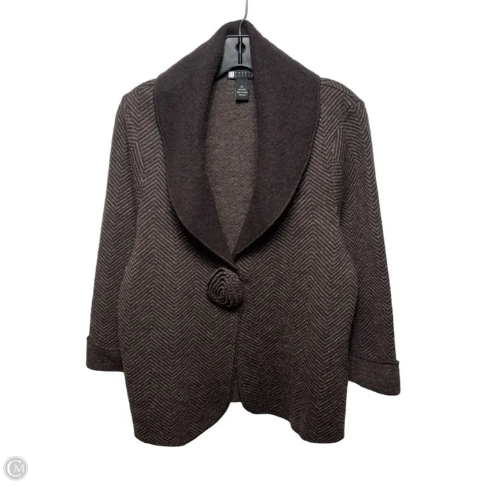 Wool Sweater Cardigan By Carole Little In Brown, Size: Xl