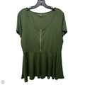 Zip Peplum Top Short Sleeve By Shein In Green, Size: 2x